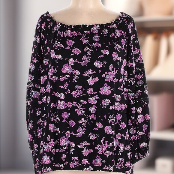 Lane Bryant Tops - Lane Bryant Floral Purple Black Floral Women's Top Womens size Large 12